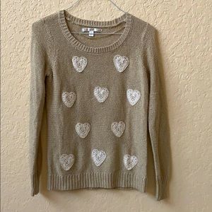 Heart embellishment sweater